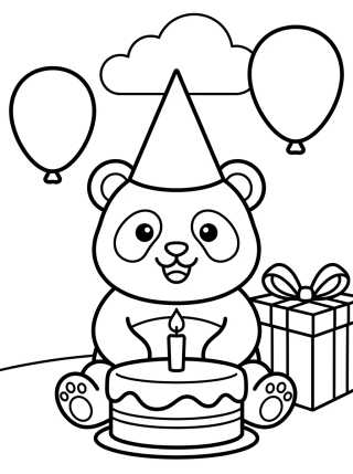 Desenho de Panda at a Birthday Party para colorir e imprimir grátis