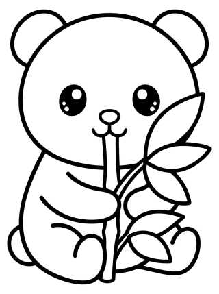 Desenho de Cute Panda Eating Bamboo para colorir e imprimir grátis
