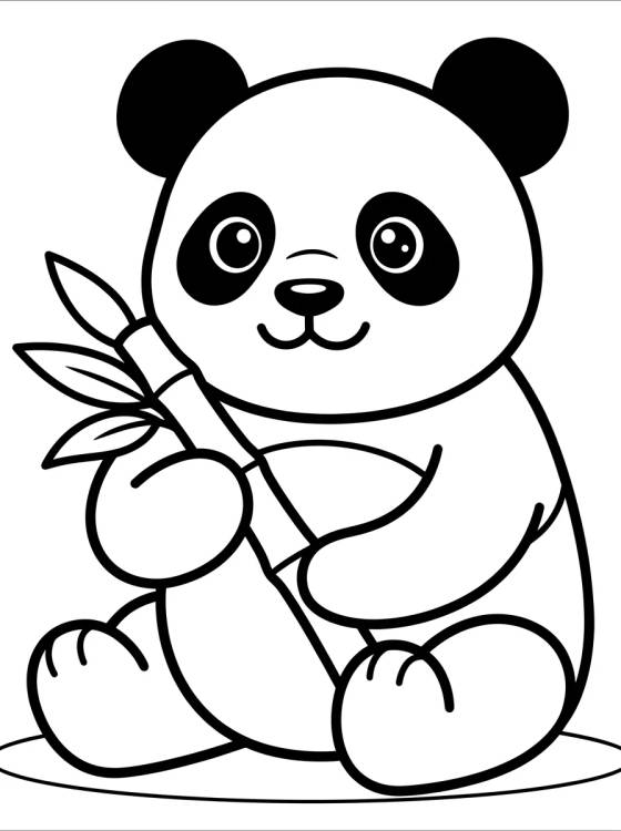 Desenho de Cute Panda Eating Bamboo para colorir e imprimir grátis
