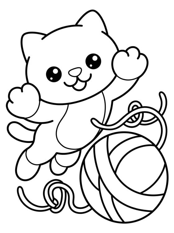 Desenho de Pandy Paws Playing with Yarn para colorir e imprimir grátis