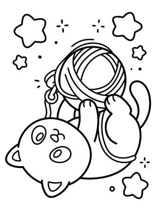 Desenho de Pandy Paws Playing with Yarn para colorir e imprimir grátis