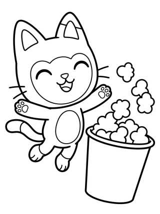 Desenho de Pandy Paws Playing with Popcorn para colorir e imprimir grátis