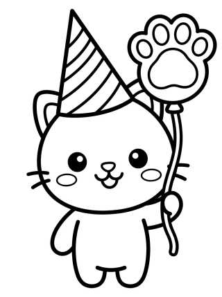 Desenho de Pandy Paws with a Party Hat para colorir e imprimir grátis