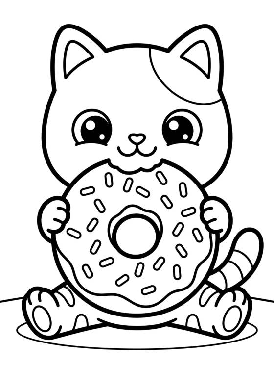 Desenho de Pandy Paws with a Donut Snack para colorir e imprimir grátis