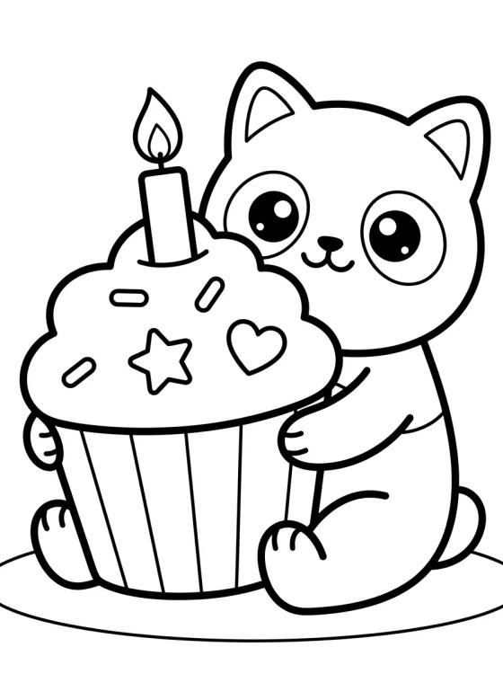 Desenho de Pandy Paws Eating a Cupcake para colorir e imprimir grátis