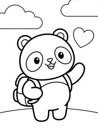 Desenho de Pandy Paws with School Backpack para colorir e imprimir grátis