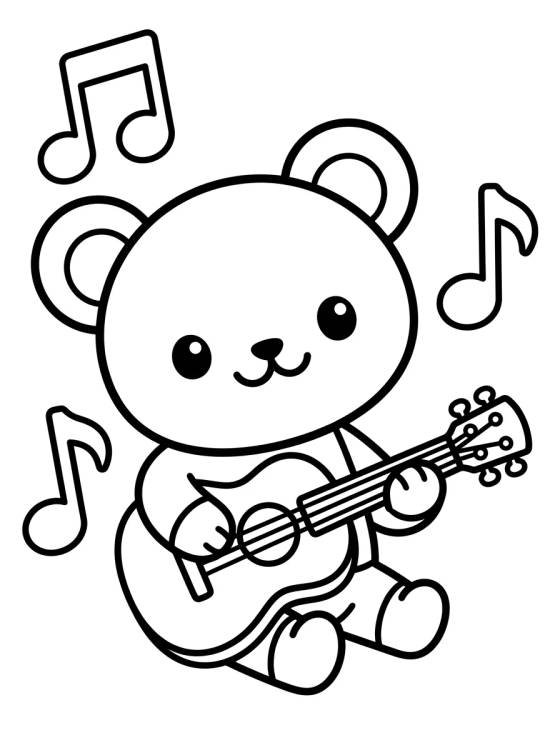 Desenho de Pandy Paws Playing Guitar para colorir e imprimir grátis