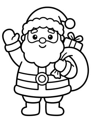 Desenho de Cute Waving Santa Claus para colorir e imprimir grátis