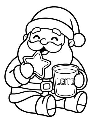Desenho de Santa Claus with Milk and Cookies para colorir e imprimir grátis