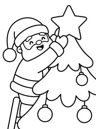 Desenho de Santa Claus and the Christmas Tree para colorir e imprimir grátis