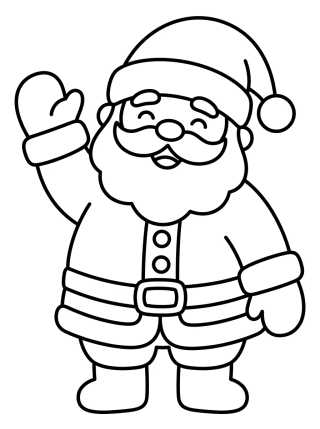 Desenho de Kawaii Santa Claus Waving para colorir e imprimir grátis