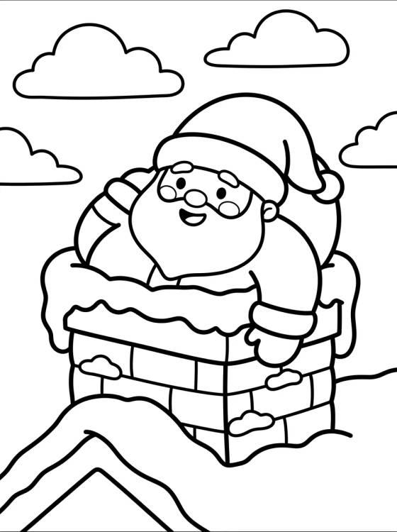 Santa Claus in the Chimney para colorir Desenho de Santa Claus in the Chimney para colorir e imprimir grátis
