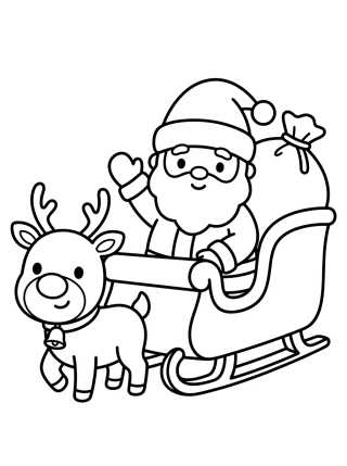 Desenho de Santa Claus on Sleigh with Reindeer para colorir e imprimir grátis