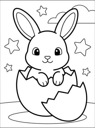 Desenho de Baby Bunny Hatching from an Easter Egg para colorir e imprimir grátis