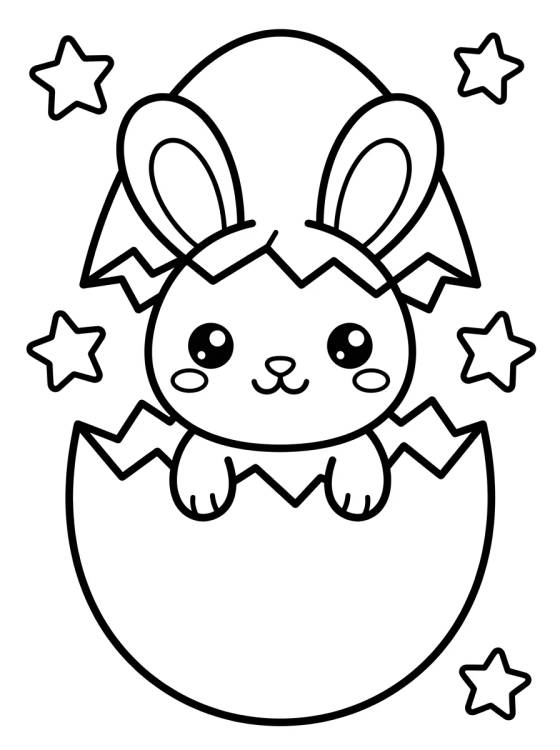 Desenho de Baby Bunny Hatching from Egg para colorir e imprimir grátis