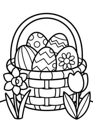Desenho de Easter Basket with Decorated Eggs para colorir e imprimir grátis