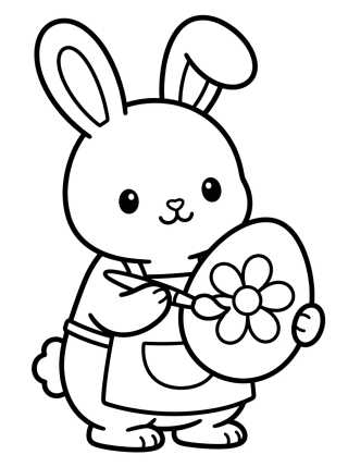 Desenho de Bunny Painting Eggs para colorir e imprimir grátis