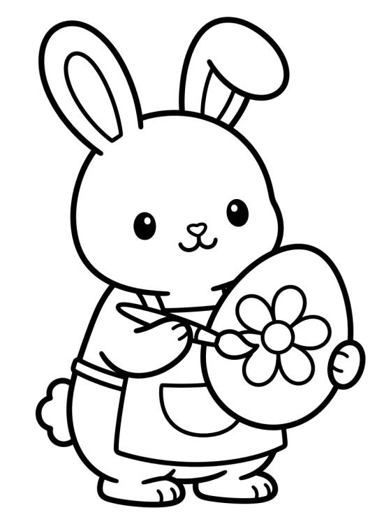 Desenho de Bunny Painting Eggs para colorir e imprimir grátis