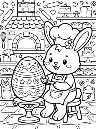 Desenho de Baker Bunny with Chocolate Egg para colorir e imprimir grátis