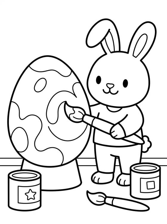Desenho de Bunny Painting an Easter Egg para colorir e imprimir grátis