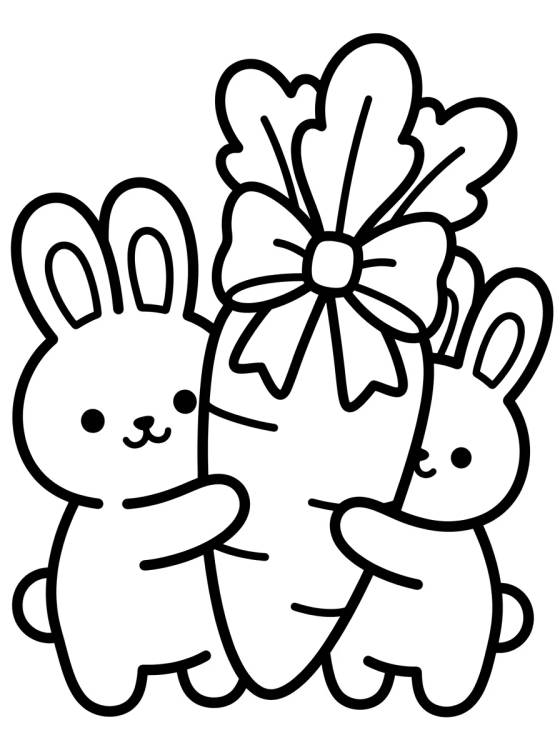 Desenho de Bunny Family with Carrots para colorir e imprimir grátis