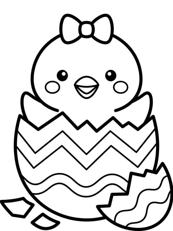 Desenho de Baby Chick Hatching from Easter Egg para colorir e imprimir grátis