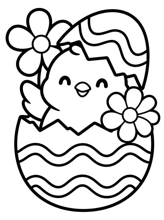 Desenho de Chick Hatching from an Easter Egg para colorir e imprimir grátis