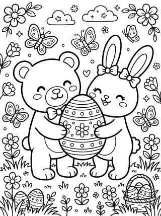 Desenho de Easter Bunny and Bear Best Friends para colorir e imprimir grátis