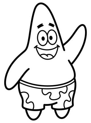 Desenho de Happy Patrick Star Waving para colorir e imprimir grátis