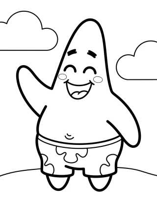 Desenho de Happy Waving Patrick Star para colorir e imprimir grátis