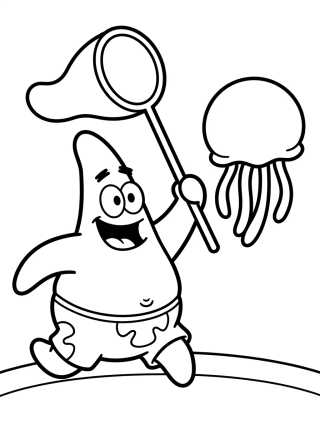 Desenho de Patrick Star Jellyfishing para colorir e imprimir grátis