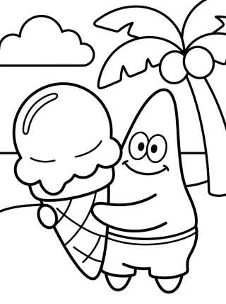 Desenho de Patrick Star with Ice Cream para colorir e imprimir grátis