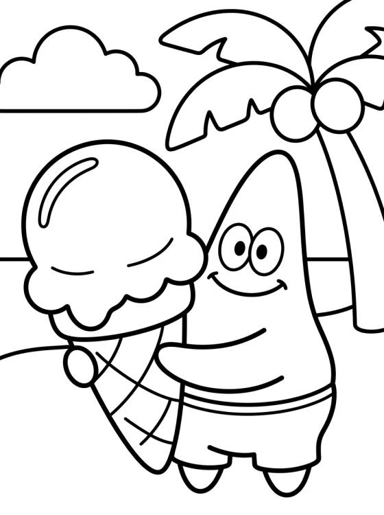 Patrick Star with Ice Cream para colorir Desenho de Patrick Star with Ice Cream para colorir e imprimir grátis