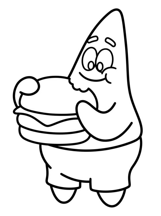 Desenho de Patrick Star Eating a Krabby Patty para colorir e imprimir grátis