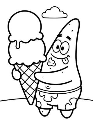 Desenho de Patrick Star Eating Ice Cream para colorir e imprimir grátis