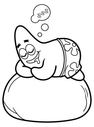 Desenho de Patrick Star Sleeping on His Rock para colorir e imprimir grátis