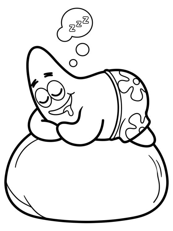 Desenho de Patrick Star Sleeping on His Rock para colorir e imprimir grátis