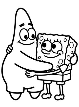 Desenho de Patrick Star and SpongeBob Hugging para colorir e imprimir grátis
