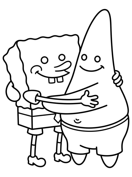 Desenho de Best Friends Patrick Star and SpongeBob para colorir e imprimir grátis