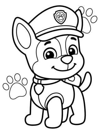 Desenho de Chase the Cute Police Dog para colorir e imprimir grátis