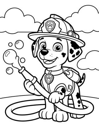Desenho de Cute Marshall the Firefighter Coloring Page para colorir e imprimir grátis