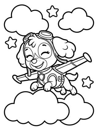 Desenho de Skye Flying in the Clouds Coloring Page para colorir e imprimir grátis