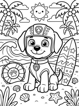 Desenho de Zuma at the Beach para colorir e imprimir grátis