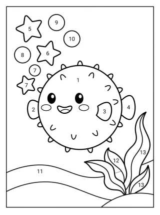 Desenho de Cute Kawaii Pufferfish para colorir e imprimir grátis