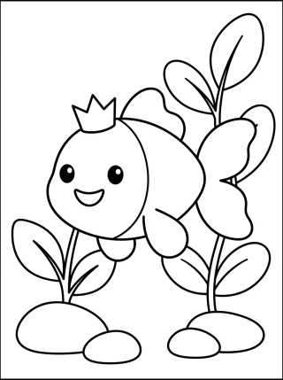 Desenho de Goldfish with a Crown para colorir e imprimir grátis