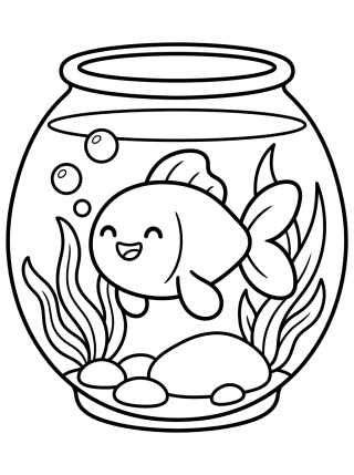 Desenho de Goldfish in a Fishbowl para colorir e imprimir grátis