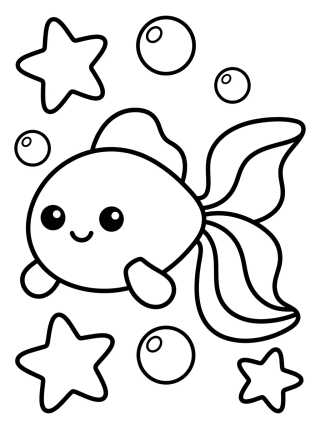 Desenho de Magic Fish with Stars para colorir e imprimir grátis