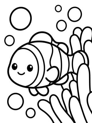 Desenho de Kawaii Little Clownfish para colorir e imprimir grátis