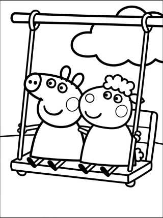 Desenho de Peppa and Suzy Sheep on the Swing para colorir e imprimir grátis