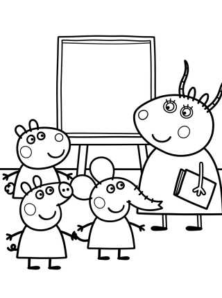 Desenho de Peppa and Friends at School with Madame Gazelle para colorir e imprimir grátis